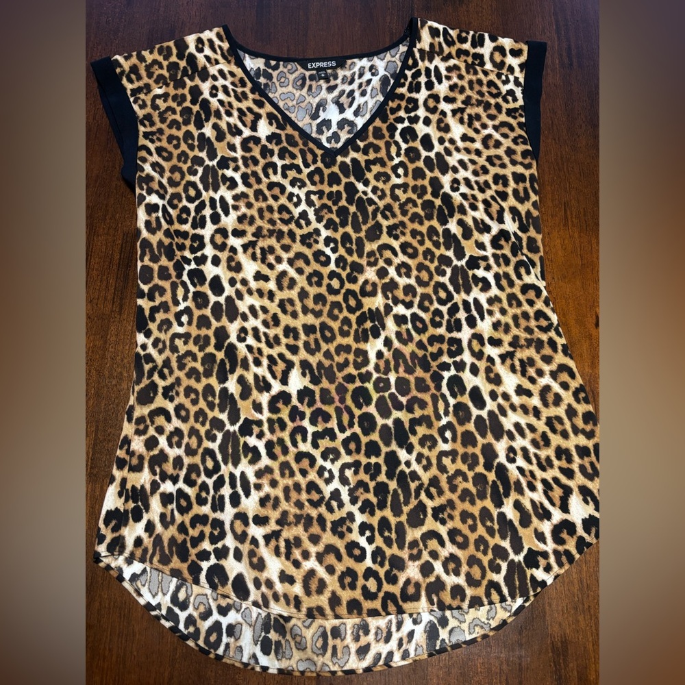 Express Leopard Print V-Neck Camisole - Brown & Black